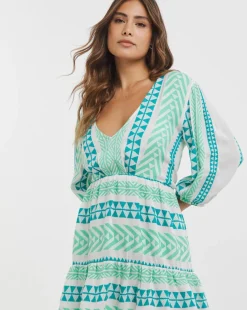 Cotton Jacquard Plunge Beach Dress