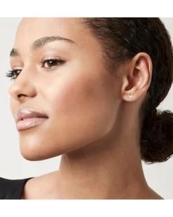 Disney Beauty & The Beast Two Tone Sterling Silver Rose Stud Earrings