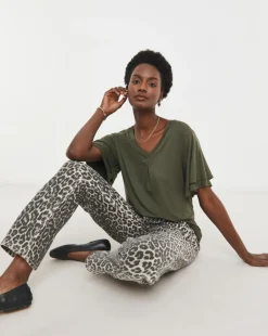 Double Angel Sleeve V Neck Top