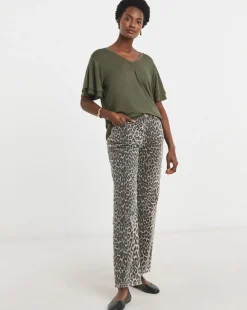 Double Angel Sleeve V Neck Top