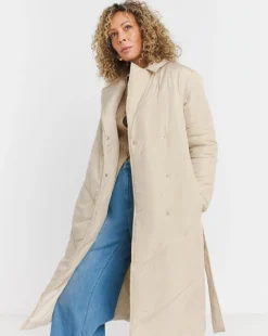 Ecru Padded Robe Coat