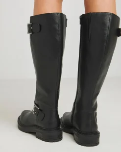 Eden Buckle Detail Knee High Boots Extra Wide EEE Fit Curvy Calf