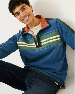 Fatface Airlie Chest Stripe Sweatshirt - Denim Blue