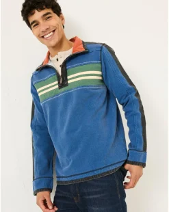 Fatface Airlie Chest Stripe Sweatshirt - Denim Blue
