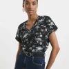Floral Print V-Neck Short Sleeve T-Shirt