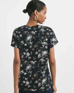 Floral Print V-Neck Short Sleeve T-Shirt