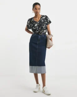 Floral Print V-Neck Short Sleeve T-Shirt