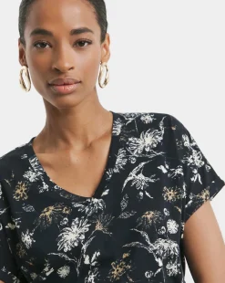 Floral Print V-Neck Short Sleeve T-Shirt