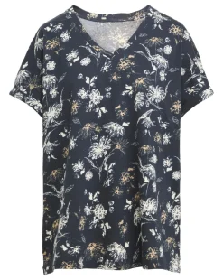 Floral Print V-Neck Short Sleeve T-Shirt