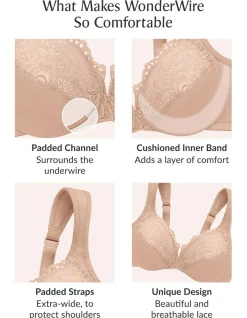 Glamorise Plus Size Low Cut WonderWire Lace Bra 1240