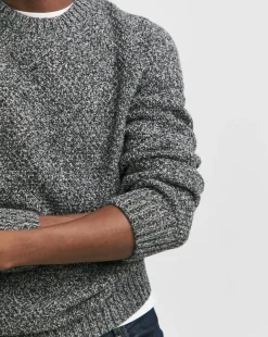 Grey Twist Wool Blend Crew Neck Jumper