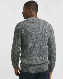Grey Twist Wool Blend Crew Neck Jumper