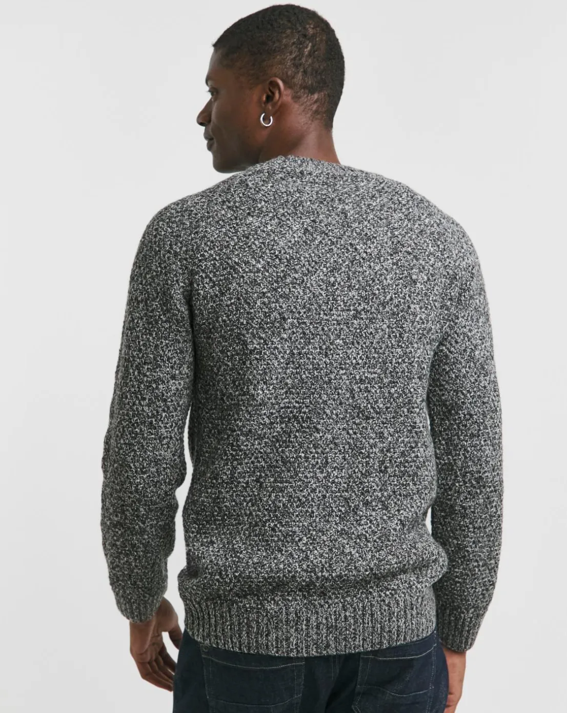 Grey Twist Wool Blend Crew Neck Jumper