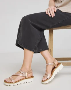 Heavenly Feet Fresco Strappy Glitter Sandals Wide Fit