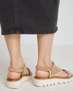 Heavenly Feet Fresco Strappy Glitter Sandals Wide Fit