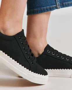 Janey Scalloped Edge Lace Up Trainer Extra Wide EEE Fit