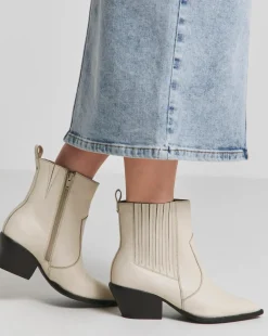 Katya Leather Pointed Chelsea Western Ankle Boots Wide E Fit