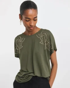 Khaki Embellished T-Shirt