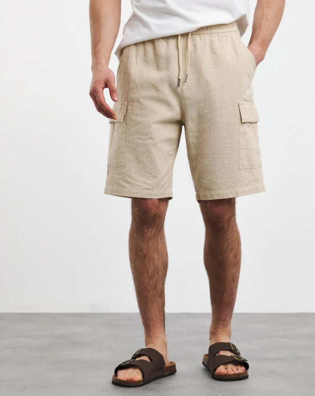 Linen Blend Elasticated Cargo Short