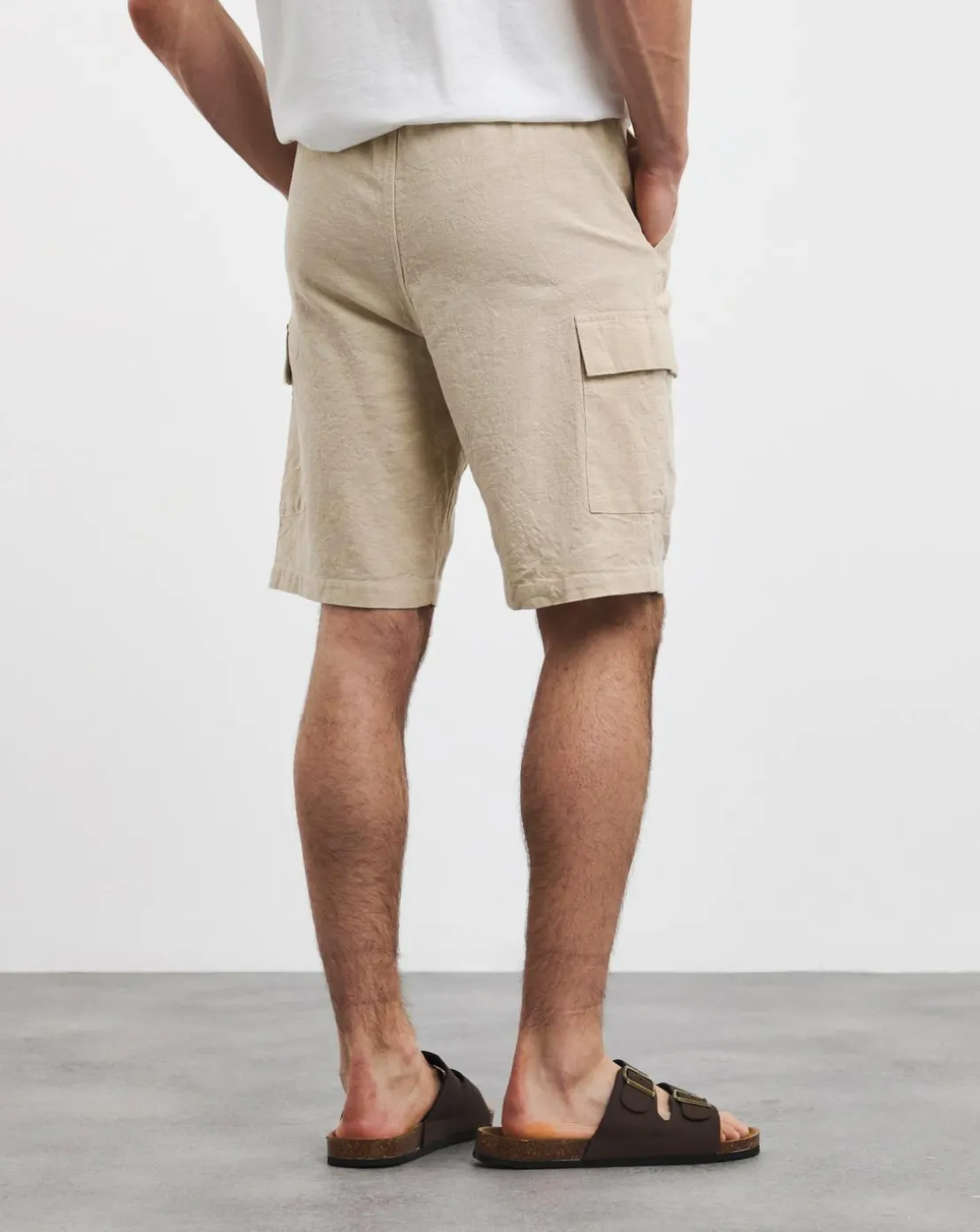 Linen Blend Elasticated Cargo Short