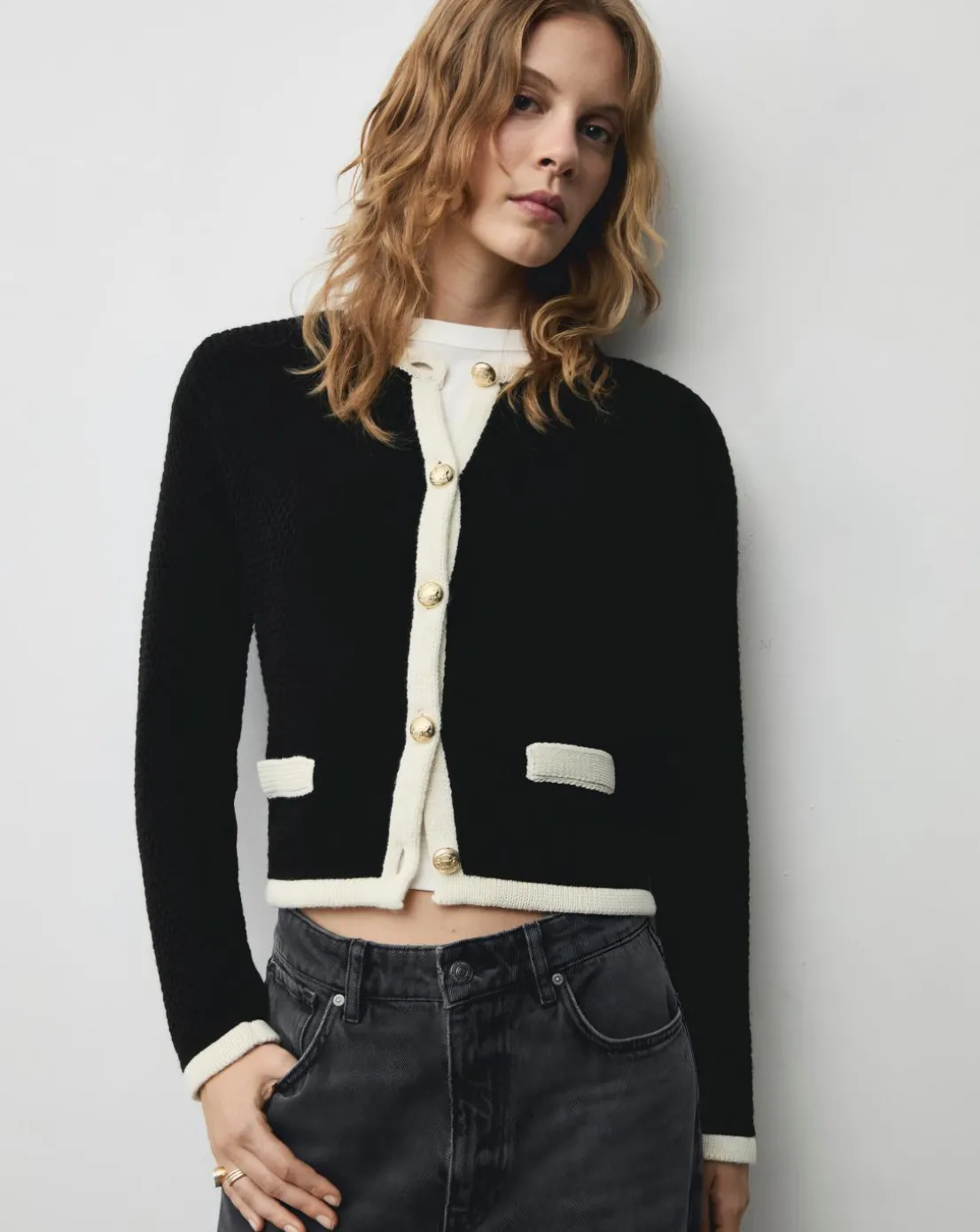 Mango Knitted Button Jacket