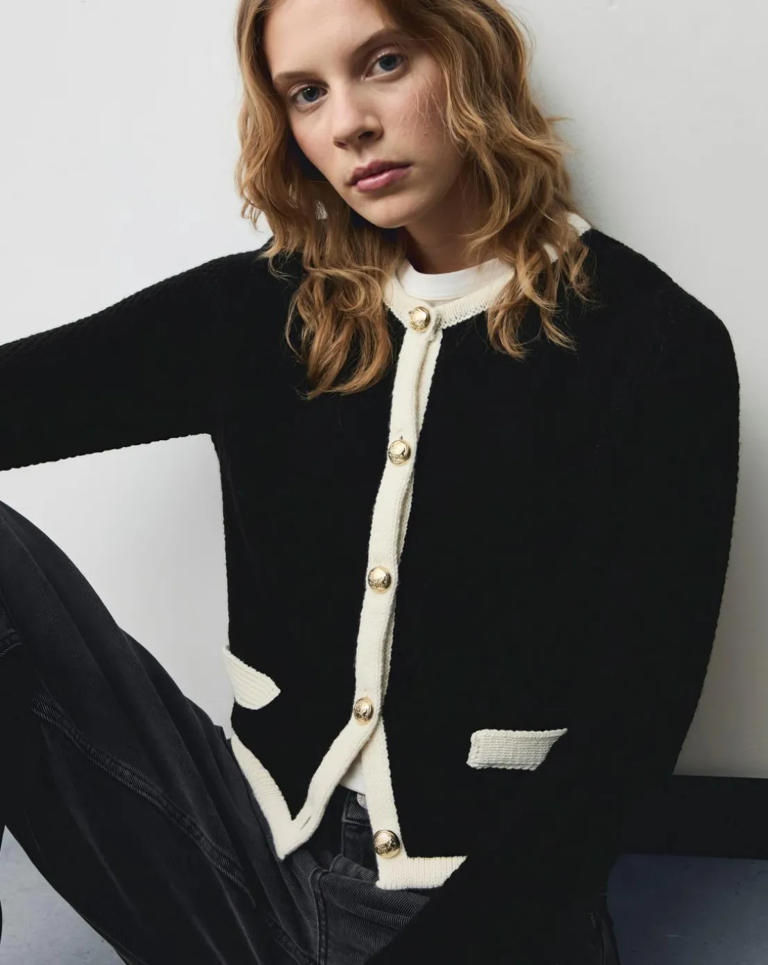 Mango Knitted Button Jacket