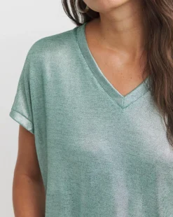 Mint V Neck Foil T-Shirt