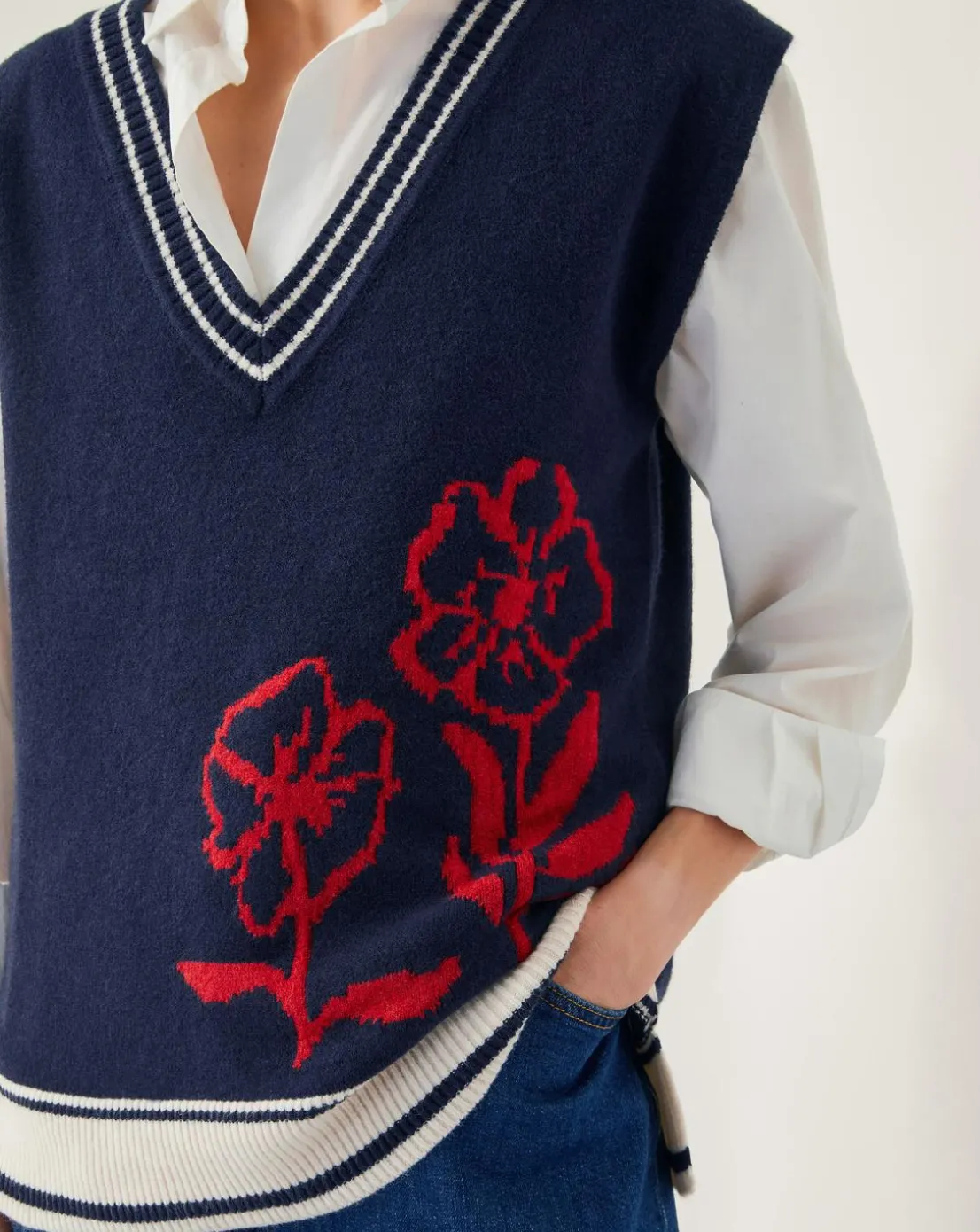 Monsoon Fay Floral V-Neck Sweater Vest