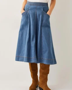 Monsoon Harper Seamed Denim Midi Skirt