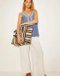 Monsoon Isolde Embroidered Chambray Cami Top