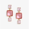 Mood Gold Pink Facet Three Drop Earrings