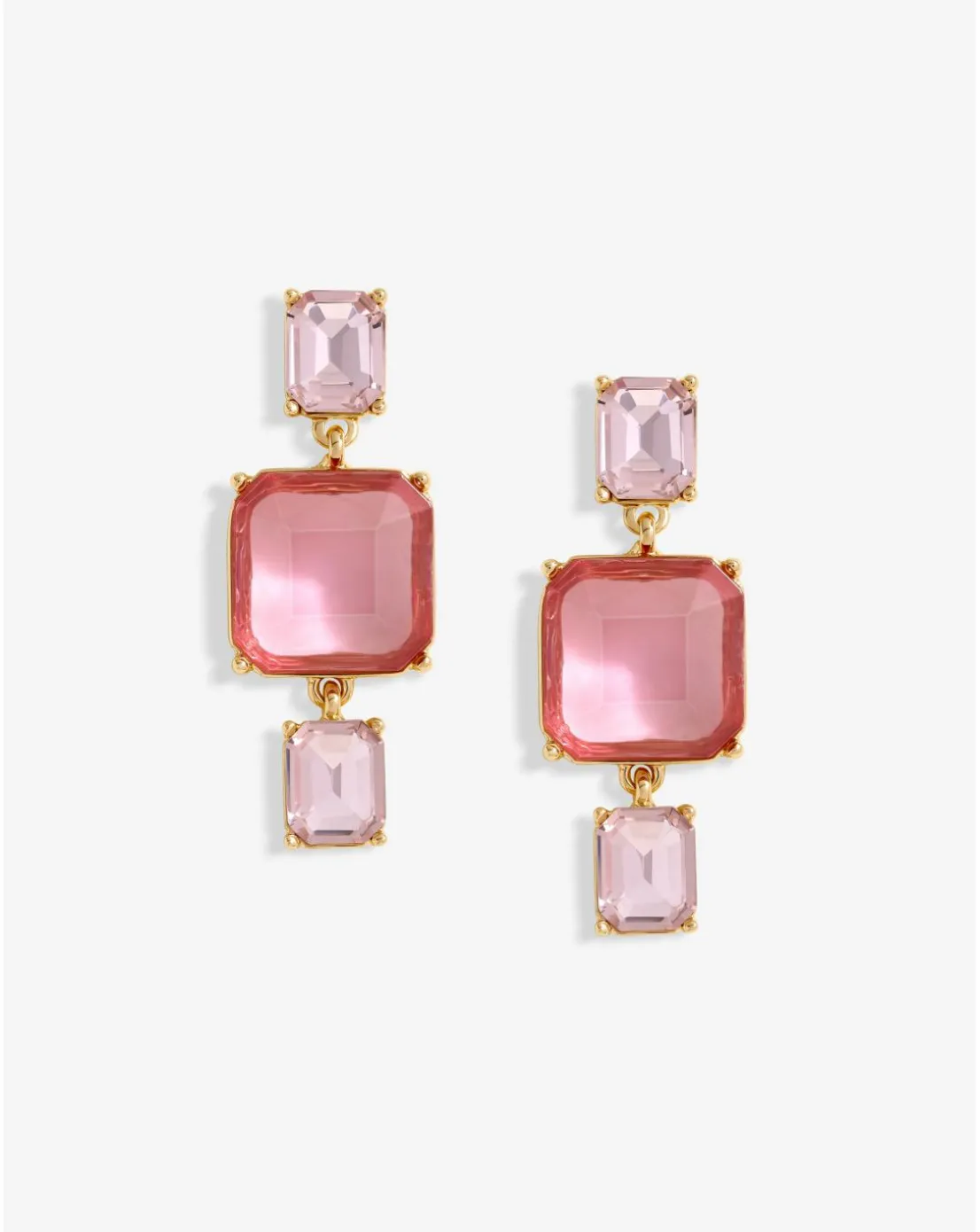 Mood Gold Pink Facet Three Drop Earrings