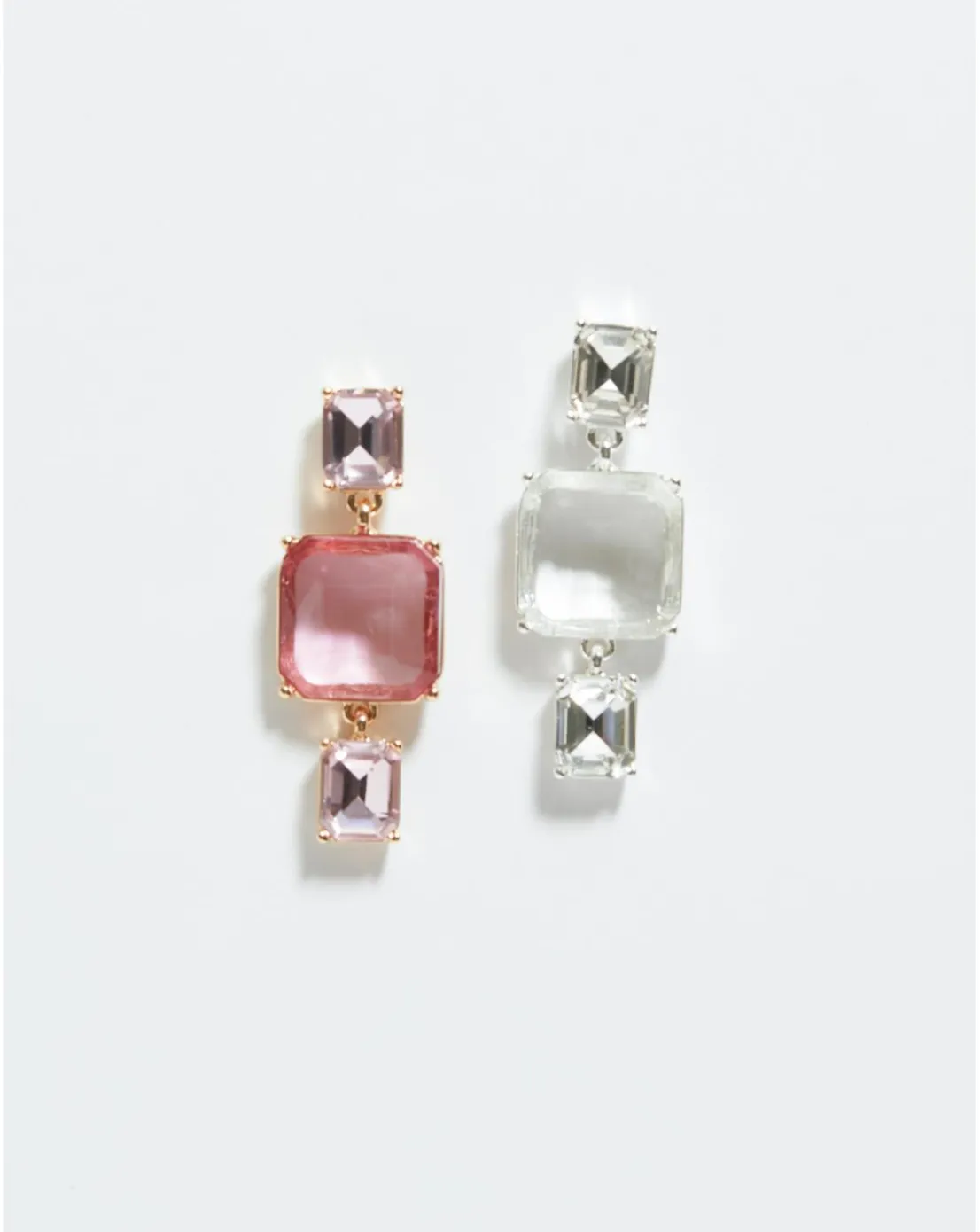 Mood Gold Pink Facet Three Drop Earrings