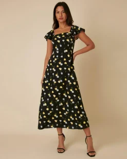 Nobody's Child Elsie Midi Dress Babette Tulip Black