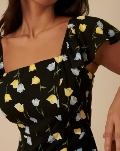 Nobody's Child Elsie Midi Dress Babette Tulip Black