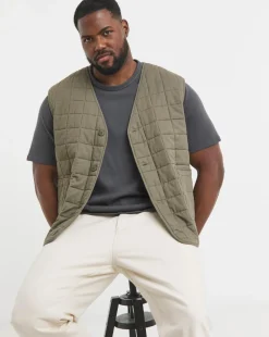 Olive Square Quilt Cotton Gilet