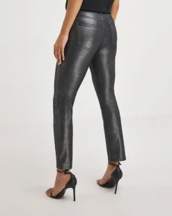 Pewter Metallic Slim Leg Jean
