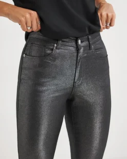Pewter Metallic Slim Leg Jean