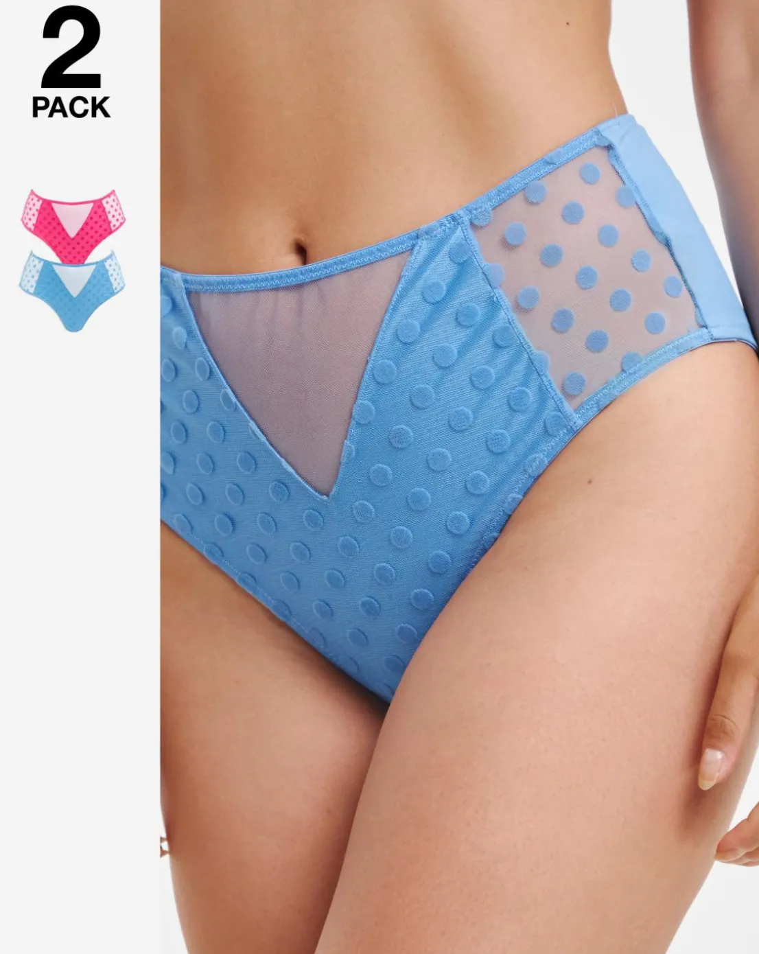 Pretty Secrets 2 Pack Hannah Everyday Spot Mesh Brief Knickers