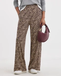 Printed Wide Leg Jersey Trouser
