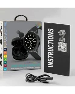 Reflex Active Series 36 Black Smart Watch and True Wireless Sound Earbud Set