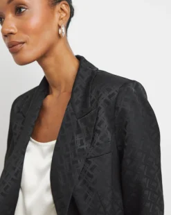 Satin Jacquard Double Breasted Blazer