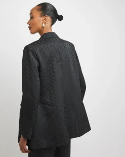 Satin Jacquard Double Breasted Blazer