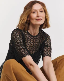 Short Sleeve Lace Top With Cami