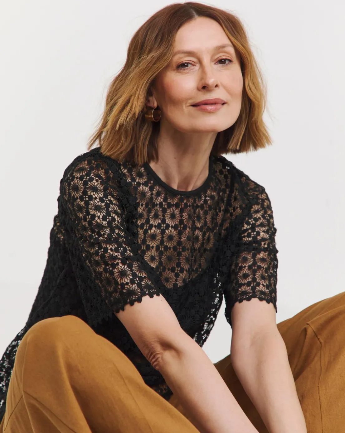 Short Sleeve Lace Top With Cami