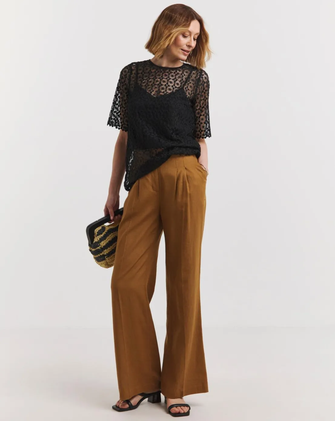 Short Sleeve Lace Top With Cami