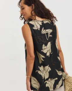 Sleeveless Twill Shell Vest Top