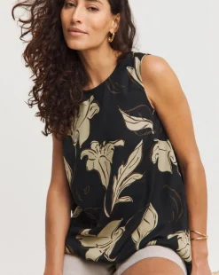 Sleeveless Twill Shell Vest Top