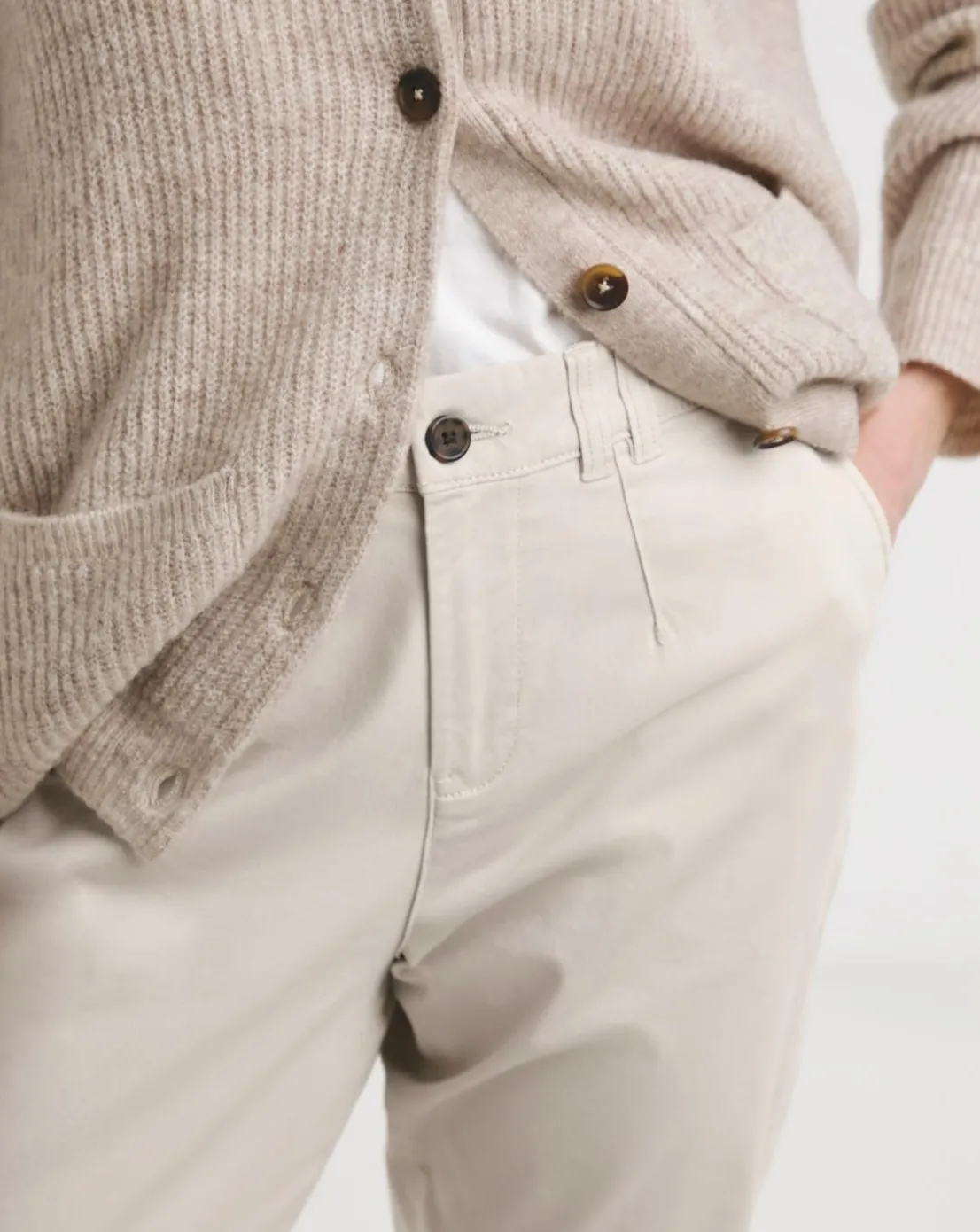 Stone Stretch Cropped Chino Trouser