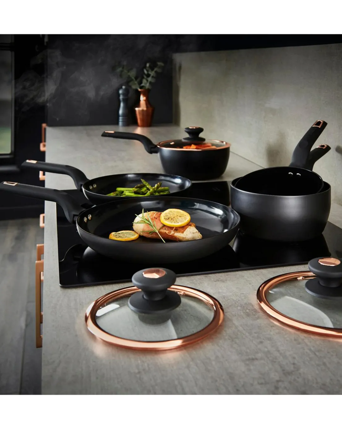 Tower Cavaletto Cookware 6 Piece Set Black